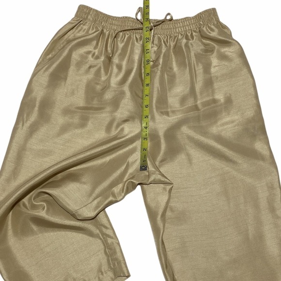 MAGGIE Sweet Champagne Colored Short Sleeve Satin Pajama Top & Bottom Set - Picture 9 of 13